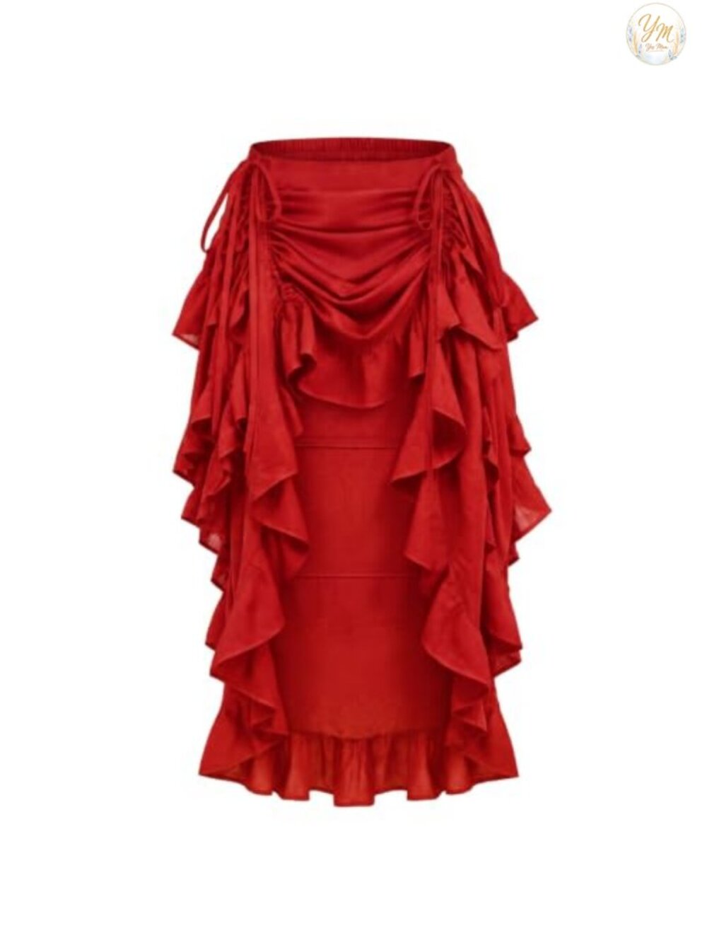Steampunk Victorian High-Low Show Girl Skirt Rayon Ruffled